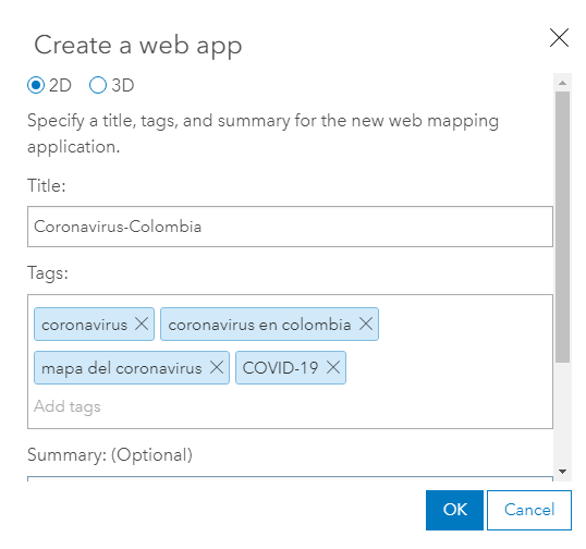 Crear una aplicación web en ArcGis online. Coronavirus